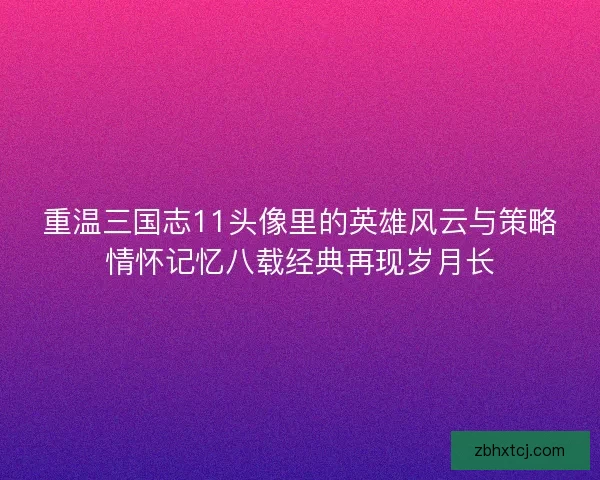 重温三国志11头像里的英雄风云与策略情怀记忆八载经典再现岁月长