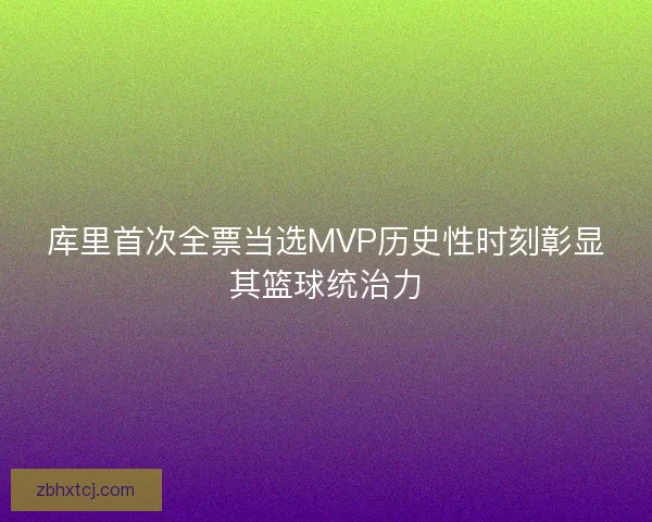 库里首次全票当选MVP历史性时刻彰显其篮球统治力