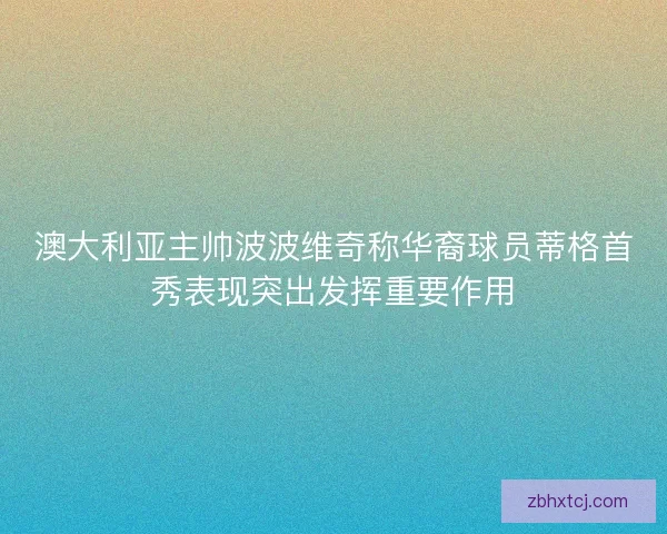 澳大利亚主帅波波维奇称华裔球员蒂格首秀表现突出发挥重要作用